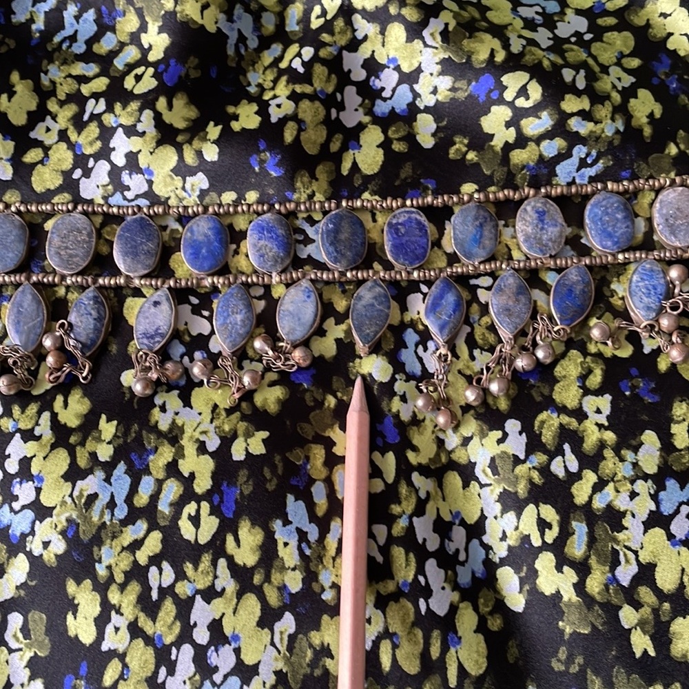 Lapis Lazuli Long Necklace or Belt ~ Vintage Bohemian Jewelry ~ Lapis Lazuli Bel - Picture 3 of 4